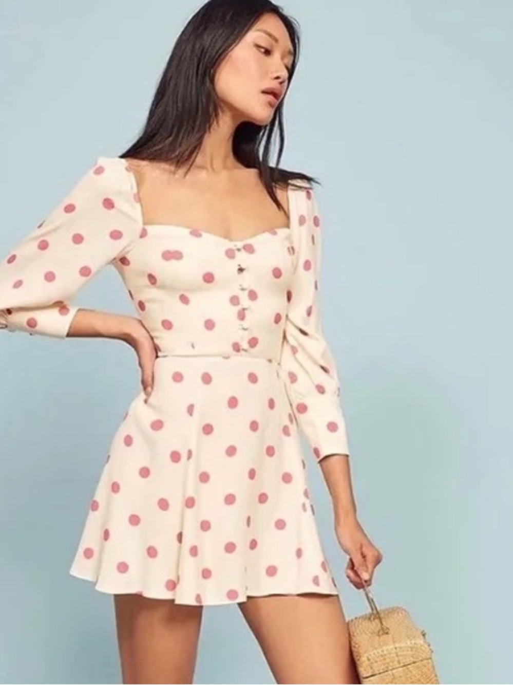 Reformation Lumiere Polka Dot Mini Dress Andie size 4 NWT